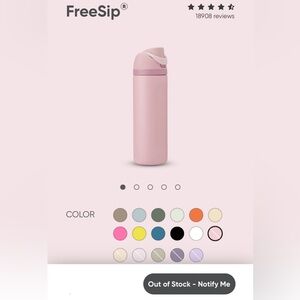 24 oz. Owala rose quartz free sip water bottle